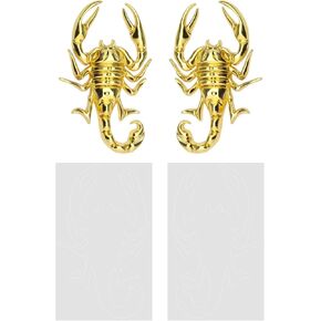 1 Pair Car 3D Scorpion Metal Sticker Waterproof Anti-Rust Car Body Decorative Decor Badge Emblem for Automotive Motorcycle Zinc Alloy Silver