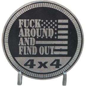 FAFO USA - Solid Stainless Steel Metal 4x4 Badge Designed for Any 4x4 Vehicle - Made in The USA by CUSTOM4X4BADGES