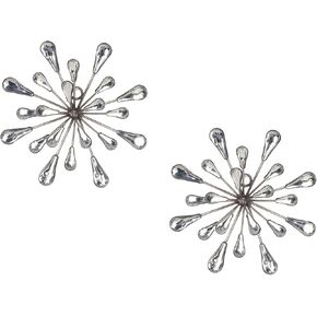 TRIPAR Small Decorative Hanging Wall Star, Shiny Silver Finish (2 pack, 7-Inch Height) - Elegant Starburst Design, Silver Metal Rods with Acrylic Tips - Perfect Wall Art for Modern Decor