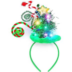 عصابة رأس على شكل شجرة عيد الميلاد من نيكوت، عصابة شعر قزم لامعة، أغطية رأس مضيئة لعيد الميلاد للنساء والفتيات in Kuwait