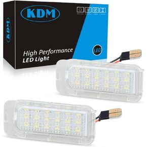 KDM LED License Number Plate Light Assembly Fit for Ford Explorer Expedition Fusion Escape Fiesta Expedition Lincoln MKC,Rear Bumper Tag Lamp Replacement 6000K Bright White,2Pack