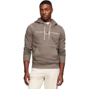 TOMMY HILFIGER Men's Iconic Fleece Embroidered Tommy Logo Pullover Hoodie Sweatshirt Collection 2024, Medium, Black