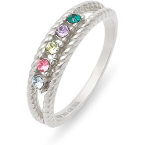 EVE'S ADDICTION Grandmother's Jewelry - 5 Stone Twisted Rope Birthstone Family Ring - Gifts for Mom