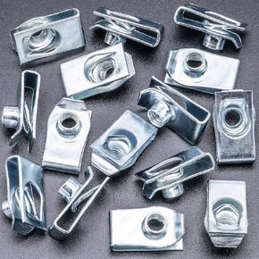 Rexka 15pcs M6-1.0 Extruded U Nut Spring Nut Multi-Purpose for GM Ford Chevy Buick GMC Cadillac Hummer Oldsmobile Pontiac Saturn Cars Trucks
