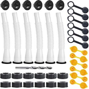 Gas Can Spout Replacement Kit, Gas Can Nozzle Replacement (6 Kit), For most 1/2/5/10 Gallon Gas Cans.The seal is fully installed you can use it directly. Replacement gas can spout (White)