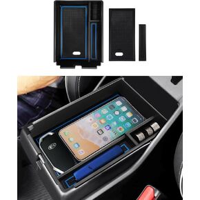 FIILINES Center Console Organizer Compatible with 2023 2024 Kia Sportage NQ5 Center Console Tray 2023 2024 Sportage Accessories with Blue and Black Mats