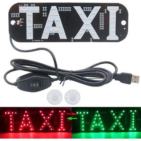 Taxi Light,Dual colors Taxi LED Sign Decor, 2 Color Changeable Taxi LED Light, Hook on Car Window with USB (Blue and Green, USB)