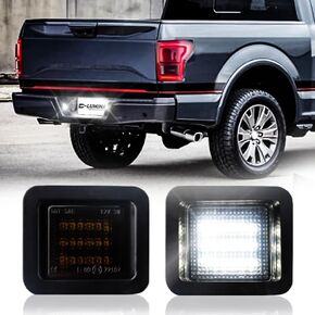 D-Lumina LED License Plate Light Smoke Lens Tag Lamp Assembly with Socket Compatible with Fo-rd 2015-2020 F150 ＆ 2017-2020 F150 Raptor, Powered by 18-SMD 6000K White License Plate Lights, Pack of 2
