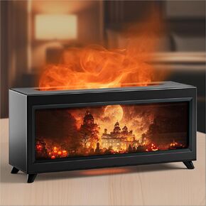 Fireplace Diffuser 220ml, Fireplace Humidifier, Essential Oil Diffuser 2 Mist Mode 4 Timer Remote Control Waterless Auto-Off, Humidifiers for Bedroom Home Office(Deer)