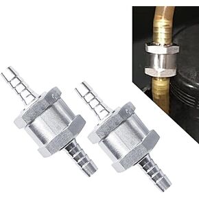 2 PCS Automobile One-way Check Valve, In-line Alloy Waterproof Anti-rust Valve, 3/8"/10mm Gasoline Diesel Fuel Line One-way Check Valve for Most Cars RVs Boats (Silver)