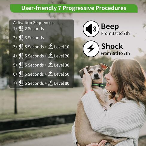 PetJoy Dog Bark Collar for Small Medium Large Dog, Barking Collar with Beep & Shock, Smart Anti Bark Collars with 5 Sensitivity - 7 Progressive Procedures (Red) in Saudi Arabia