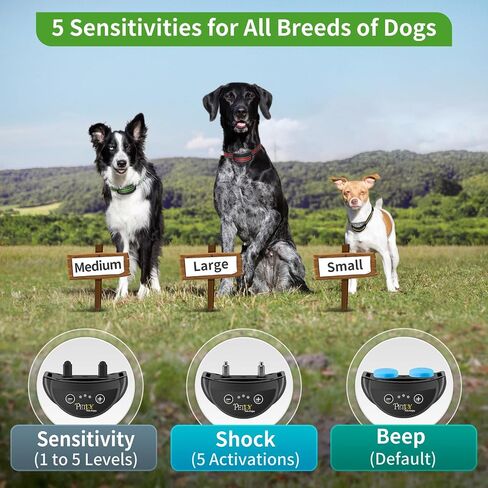 PetJoy Dog Bark Collar for Small Medium Large Dog, Barking Collar with Beep & Shock, Smart Anti Bark Collars with 5 Sensitivity - 7 Progressive Procedures (Red) in Saudi Arabia