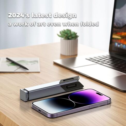 ZenRich Foldable Laptop Stand for Travel, Ergonomic Aluminum Laptop Holder Riser with 6-Levels Height Adjustment, Fits with MacBook Air, MacBook Pro, iPad, HP, Dell, Lenovo (Up to 17.3''), Silver in Saudi Arabia