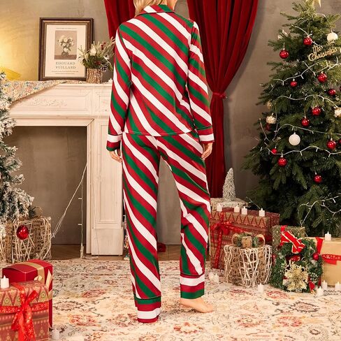 Womens Christmas Silk Satin Pajama Set Santa Claus Print Long Sleeve Sleepwear Button Down Pjs Shorts Set in Saudi Arabia