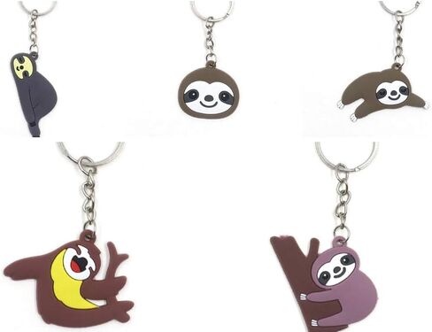 The Crafty Owl Silicone Sloths Key Chains. Single Item or Set of 5 Mixed Designs in Saudi Arabia