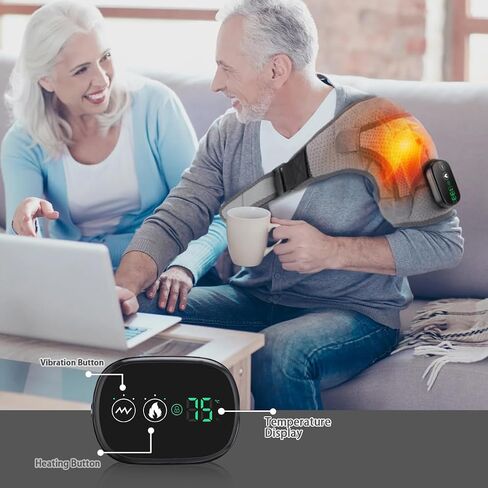 Shoulder Heating Pad for Men Women, Heated Shoulder Wrap with 3 Vibration and Heat Settings for Rotator Cuff Pain Relief in Saudi Arabia