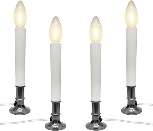 4 Pack Christmas Electric Window Candles, Christmas Candles with Dusk-to-Dawn Auto Sensor, Plug in Candle with 7W C26 Light Bulbs, Turns On in Dark - Off in Light in Kuwait