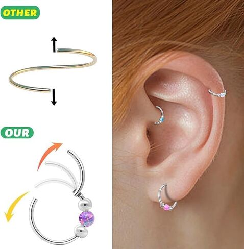 18G Opal Nose Rings, small earrings, Hypoallergenic 316L Surgical Steel Nose Piercing Jewelry for Men and Women in Kuwait