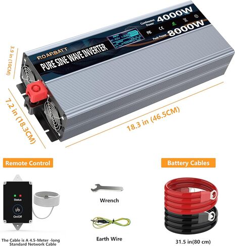 3000W Pure Sine Wave Power 12V Inverter DC to AC 110V 120V Peak Power 6000W with Remote Control 4 AC Outlets,Dual USB Port,LED Display AC Terminal Blocks for Power Inverter Truck RV Car Solar System in Saudi Arabia