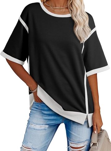 ملابس علوية صيفية للسيدات من SHEWIN قمصان غير رسمية كبيرة الحجم تيشيرتات فضفاضة بأكمام قصيرة موضة ربيع 2025 in Kuwait