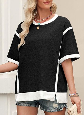 ملابس علوية صيفية للسيدات من SHEWIN قمصان غير رسمية كبيرة الحجم تيشيرتات فضفاضة بأكمام قصيرة موضة ربيع 2025 in Kuwait