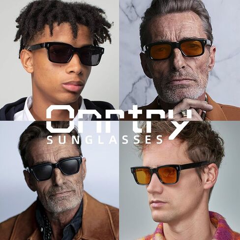 Onrtry Trendy Square Sunglasses for Men Women, Retro Rectangle Womens Mens Shades Sun Glasses UV400 Protection in Kuwait