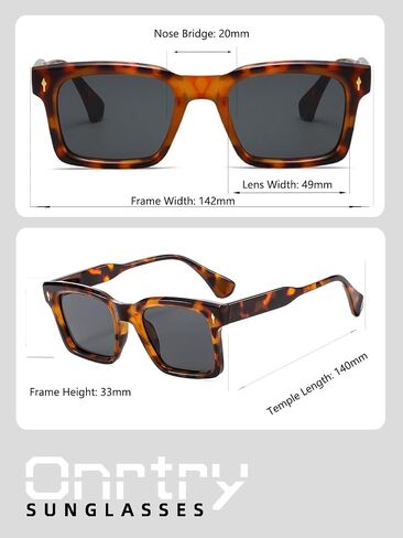 Onrtry Trendy Square Sunglasses for Men Women, Retro Rectangle Womens Mens Shades Sun Glasses UV400 Protection in Kuwait