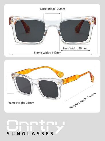 Onrtry Trendy Square Sunglasses for Men Women, Retro Rectangle Womens Mens Shades Sun Glasses UV400 Protection in Kuwait
