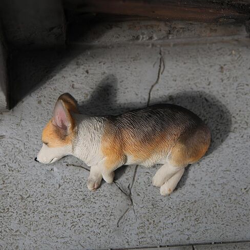 JXK النوم فصيل كورجي تمثال لكلب الراتنج فصيل كورجي تمثال لكلب لوحة القيادة الحلي مجموعات الزخرفية هدايا لمحبي الكلاب in Kuwait