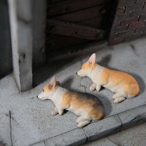 JXK النوم فصيل كورجي تمثال لكلب الراتنج فصيل كورجي تمثال لكلب لوحة القيادة الحلي مجموعات الزخرفية هدايا لمحبي الكلاب in Kuwait