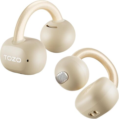 TOZO OpenEarRing True Open Ear Headphones, Lightweight Comfort Open Ear Clip Wireless Earbuds, 40H Play Bluetooth 5.4 Headphones with Smart Digital Display Design Fit Sports Running, Workout Black in Saudi Arabia