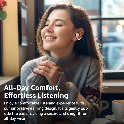 TOZO OpenEarRing True Open Ear Headphones, Lightweight Comfort Open Ear Clip Wireless Earbuds, 40H Play Bluetooth 5.4 Headphones with Smart Digital Display Design Fit Sports Running, Workout Black in Saudi Arabia