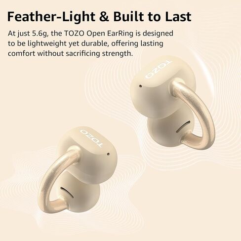 TOZO OpenEarRing True Open Ear Headphones, Lightweight Comfort Open Ear Clip Wireless Earbuds, 40H Play Bluetooth 5.4 Headphones with Smart Digital Display Design Fit Sports Running, Workout Black in Saudi Arabia