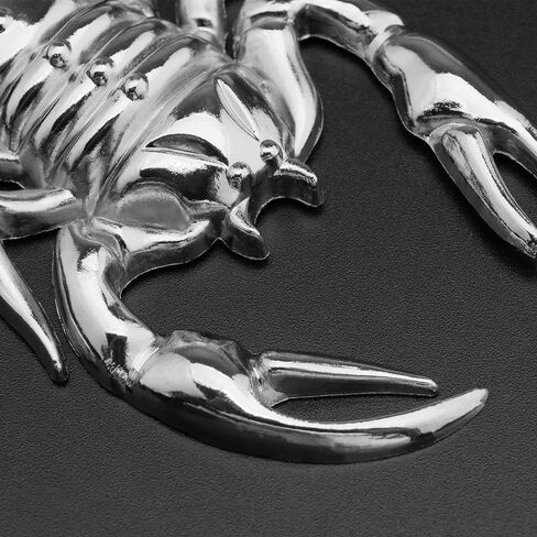 1 Pair Car 3D Scorpion Metal Sticker Waterproof Anti-Rust Car Body Decorative Decor Badge Emblem for Automotive Motorcycle Zinc Alloy Silver in Saudi Arabia