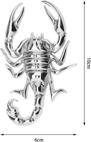 1 Pair Car 3D Scorpion Metal Sticker Waterproof Anti-Rust Car Body Decorative Decor Badge Emblem for Automotive Motorcycle Zinc Alloy Silver in Saudi Arabia