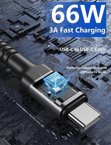 USB C to USB C Cable, 2Pack 10FT USB C Charger Cable, Long Type C Fast Charging Cable Nylon Braided USBC Charger Cord Compatible with iPhone 15/15 Pro/15 Plus/15 Pro Max/Samsung Galaxy S23/LG/Switch in Saudi Arabia