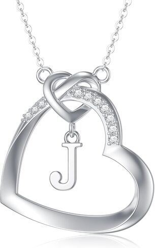 Diamond Heart Initial Necklace for Women 925 Sterling Silver Initial Pendant Necklace with Lab Grown Diamonds Dainty Letter Necklace Jewelry Gifts for Mom Wife Girlfriend Daughter Sister in Kuwait