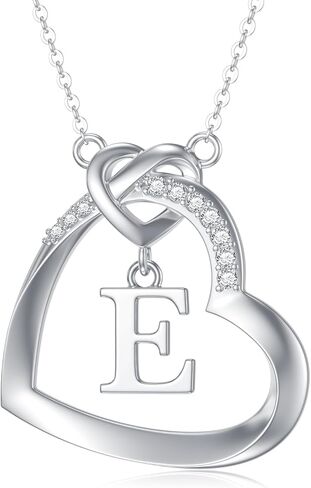 Diamond Heart Initial Necklace for Women 925 Sterling Silver Initial Pendant Necklace with Lab Grown Diamonds Dainty Letter Necklace Jewelry Gifts for Mom Wife Girlfriend Daughter Sister in Kuwait