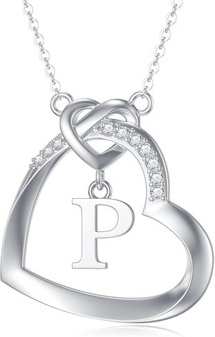 Diamond Heart Initial Necklace for Women 925 Sterling Silver Initial Pendant Necklace with Lab Grown Diamonds Dainty Letter Necklace Jewelry Gifts for Mom Wife Girlfriend Daughter Sister in Kuwait