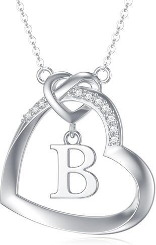 Diamond Heart Initial Necklace for Women 925 Sterling Silver Initial Pendant Necklace with Lab Grown Diamonds Dainty Letter Necklace Jewelry Gifts for Mom Wife Girlfriend Daughter Sister in Kuwait