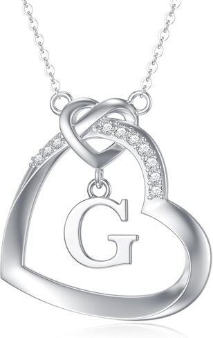Diamond Heart Initial Necklace for Women 925 Sterling Silver Initial Pendant Necklace with Lab Grown Diamonds Dainty Letter Necklace Jewelry Gifts for Mom Wife Girlfriend Daughter Sister in Kuwait