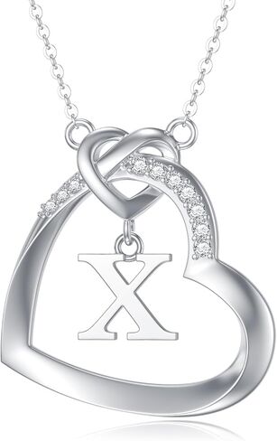 Diamond Heart Initial Necklace for Women 925 Sterling Silver Initial Pendant Necklace with Lab Grown Diamonds Dainty Letter Necklace Jewelry Gifts for Mom Wife Girlfriend Daughter Sister in Kuwait