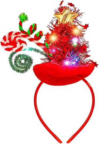 Nicute Christmas Tree Headband Sparkly Elf Hair Band Light Up Headwear Xmas Headpiece Accessory for Women and Girls in Saudi Arabia