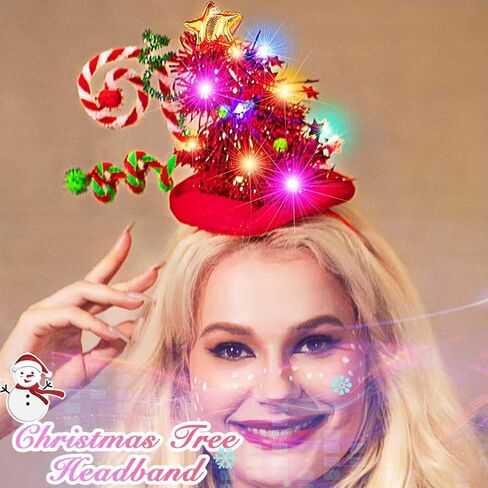 Nicute Christmas Tree Headband Sparkly Elf Hair Band Light Up Headwear Xmas Headpiece Accessory for Women and Girls in Saudi Arabia