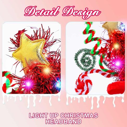 Nicute Christmas Tree Headband Sparkly Elf Hair Band Light Up Headwear Xmas Headpiece Accessory for Women and Girls in Saudi Arabia