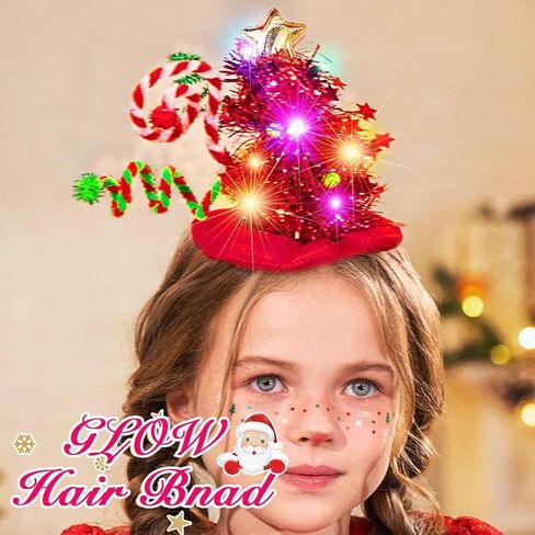 Nicute Christmas Tree Headband Sparkly Elf Hair Band Light Up Headwear Xmas Headpiece Accessory for Women and Girls in Saudi Arabia