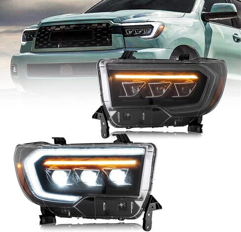 VLAND Projector Led Headlights Compatible with Toyota Tundra 2014-2019 w/Sequential Turn Signal, Chrome, passenger&driver Side in Saudi Arabia
