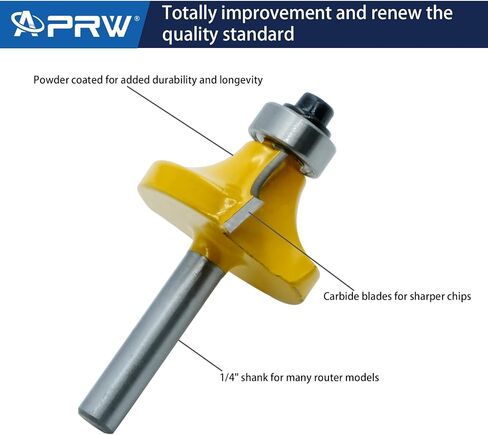 6pcs Flush Trim Router Bit Roundover/Core Box Router Bits 1/4 Shank,Carbide Router Bit Set for Beginners Woodworking, Flush Trim Cut Router Bits for Home DIY on Wood in Saudi Arabia