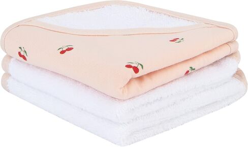 Ely's & Co. Baby Hooded Towel & Wash Cloth Set, Blue Cherry, Thick Absorbent 100% Cotton Terry in Kuwait