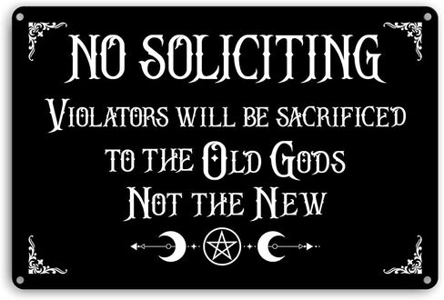Kercan No Soliciting Sign For House Funny Gothic Decor Dark Humor Halloween Wall Art Vintage Metal Home Living Room Bedroom Bathroom Office Decoration8 x 12 Inch in Saudi Arabia
